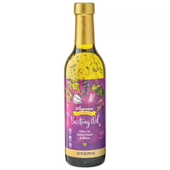 Wegmans basting oil front label showing bottle and aromatic garlic-herb benefit