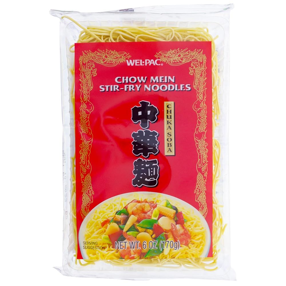 Wel-Pac front packaging showing 6 oz chow mein pack and cooking info for quick meals