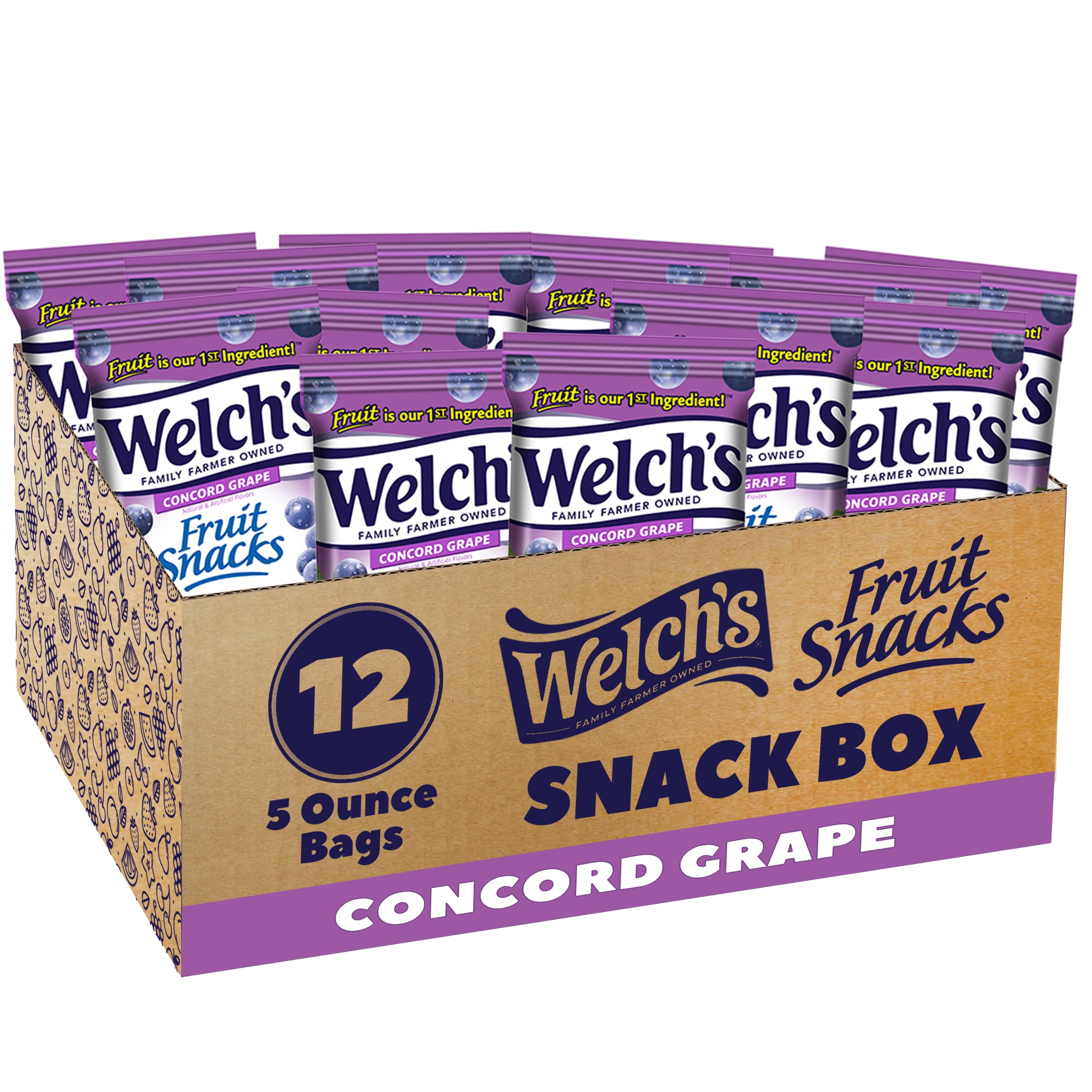 Welch's front packaging showing Concord Grape flavor and benefits