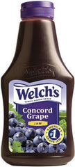 Welch's front-packaging squeeze bottle showing label and easy-pour benefit