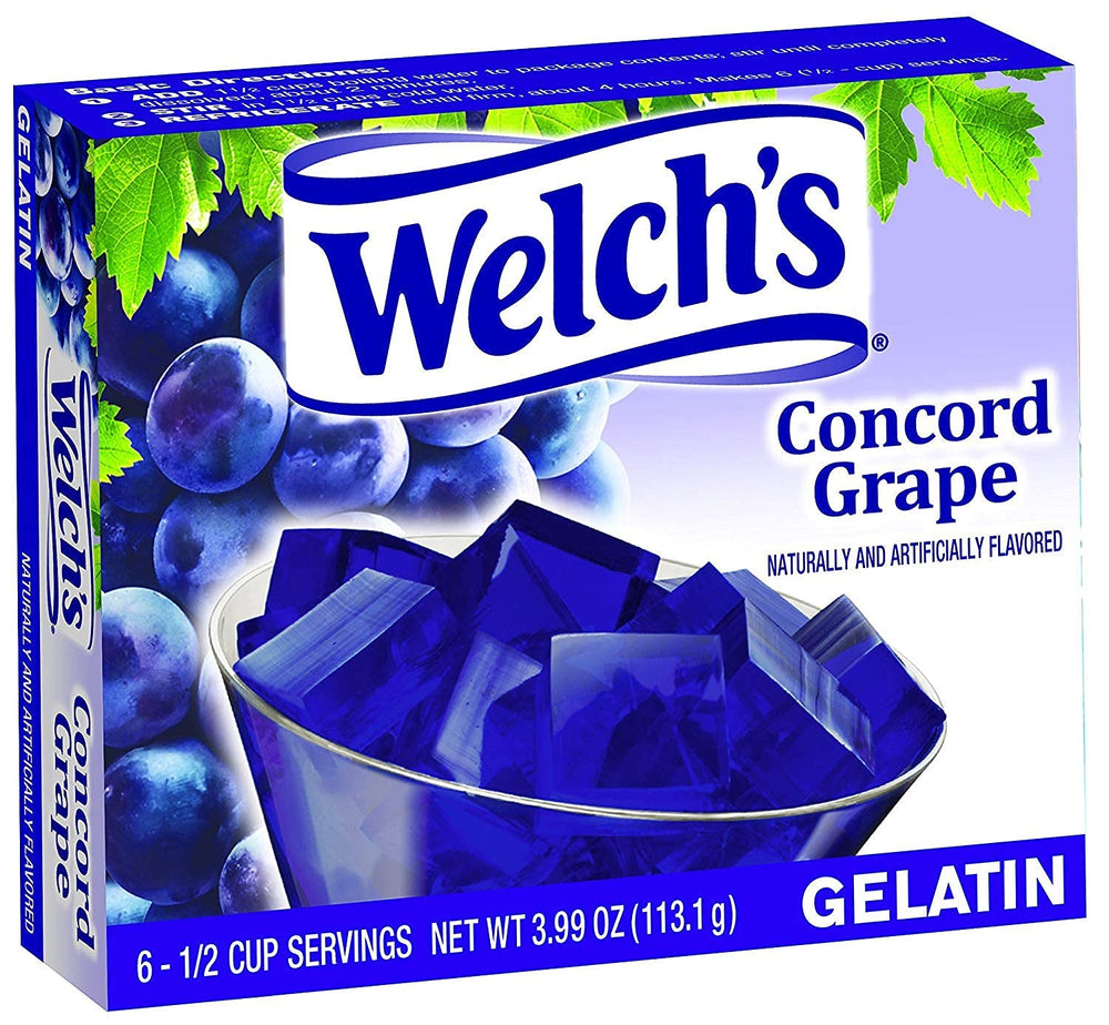 Welch's gelatin on a spoon showing ready-to-eat serving and quick dessert