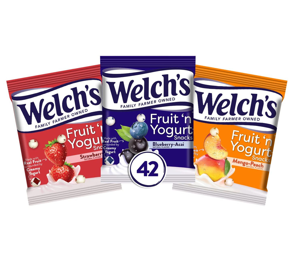 Welch's front packaging of 42-count variety pack, convenient bulk supply