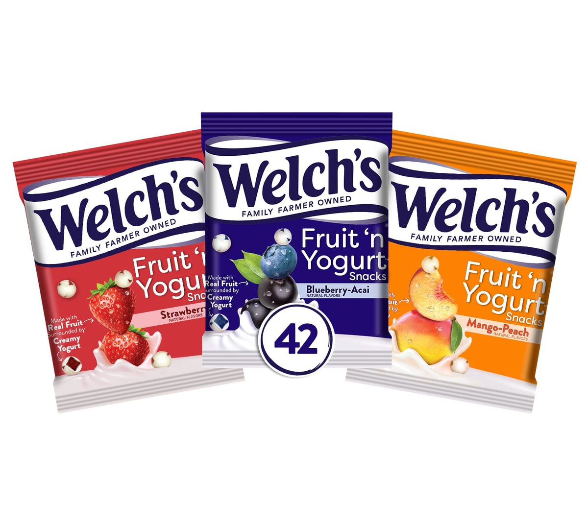 Welch's front packaging of 42-count variety pack, convenient bulk supply