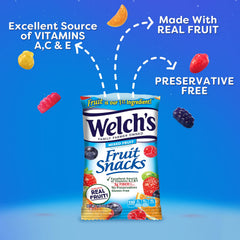 Close-up of Welch's fruit snack texture showing real-fruit-first ingredients and chew appeal