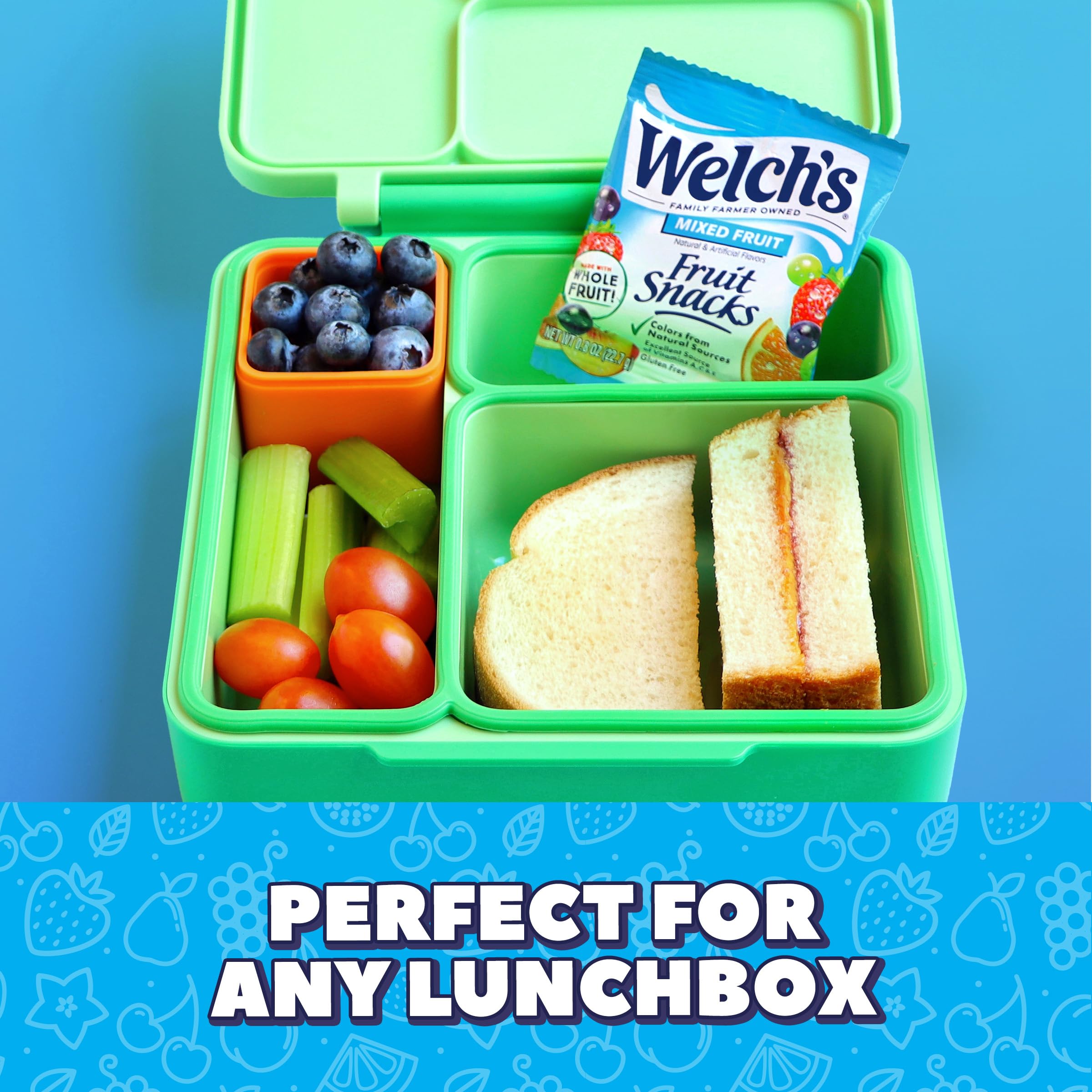Welch's fruit snacks texture close-up highlighting soft chew and natural fruit ingredients