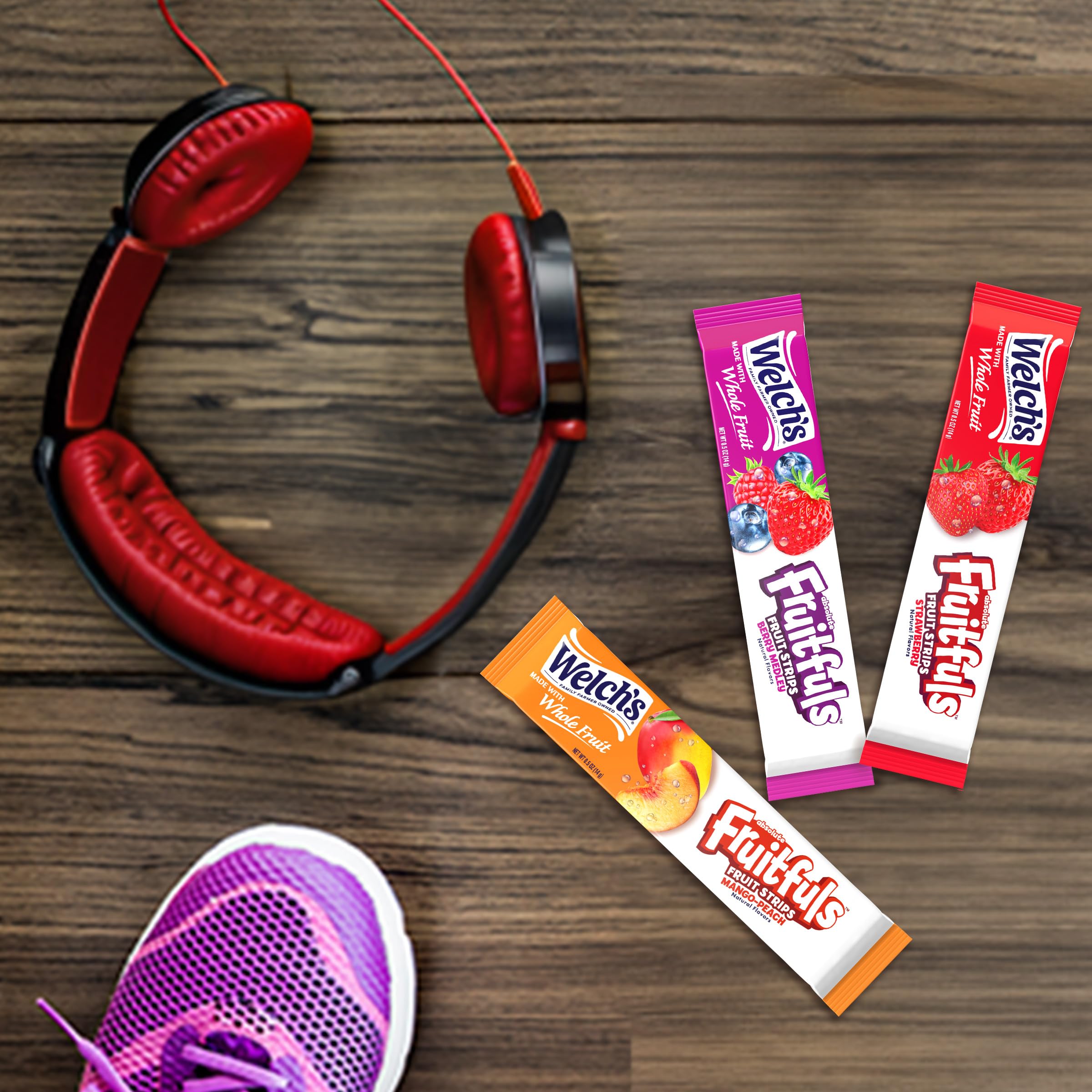 Welch's fruit strip in a backpack pocket illustrating on-the-go snacking