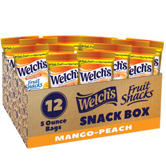 Welch's front box showing mango peach snack packs and easy grab convenience