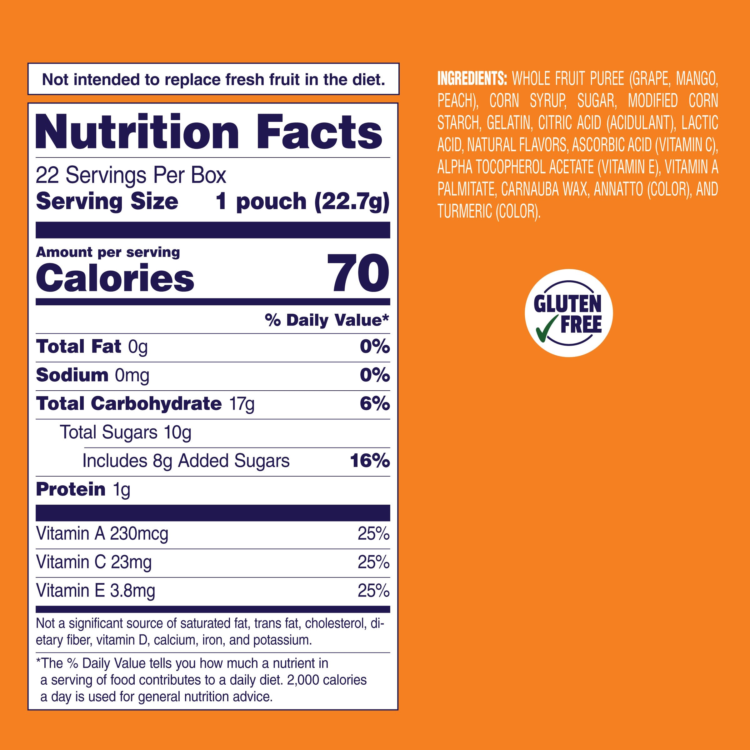 Welch's single 5oz mango peach snack pack held in hand for portability