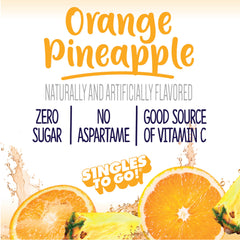 Prepared orange pineapple drink in bottle showing serving size and travel-ready convenience