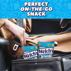 Welch's fruit snack held in hand demonstrating convenient 5 oz portion for lunches