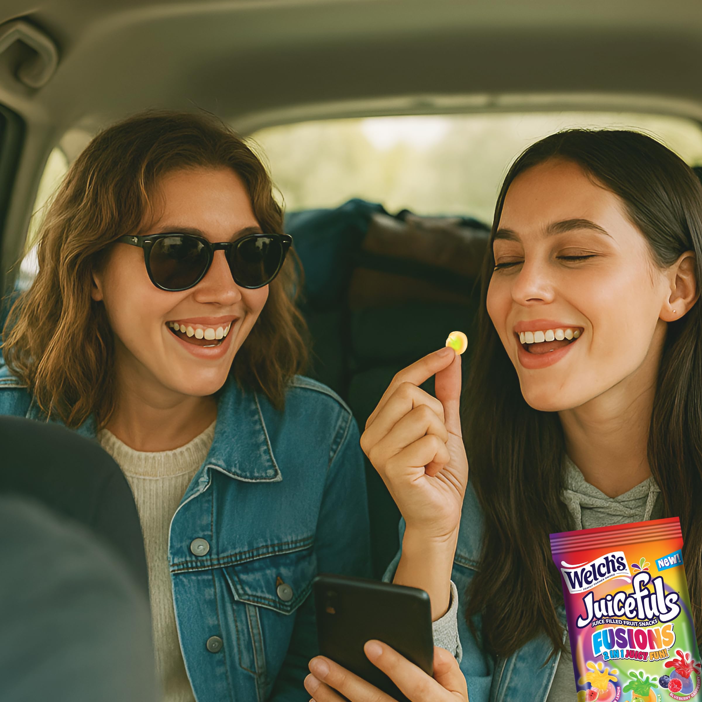 Welch's snack packs in a backpack pocket illustrating on-the-go convenience