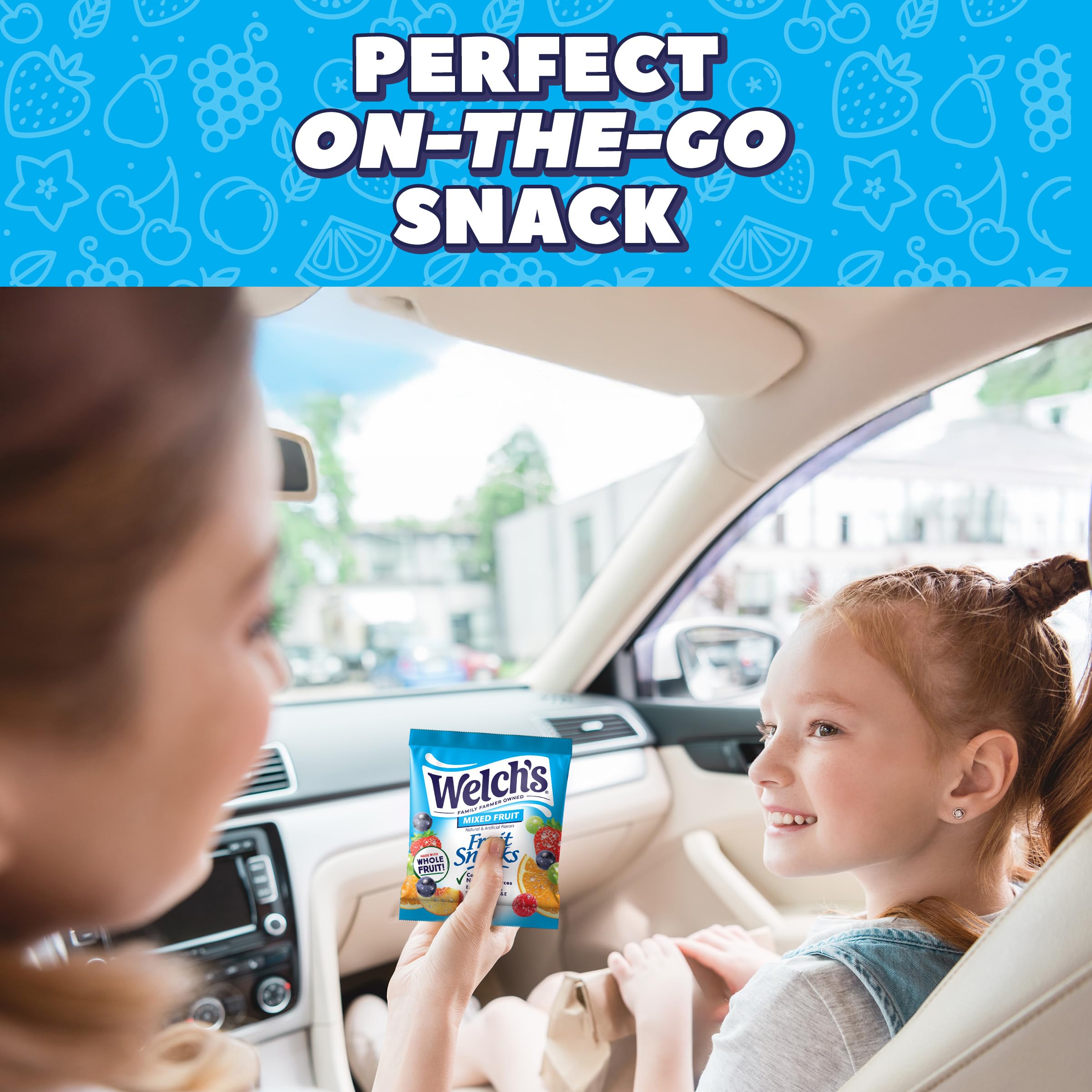 Lunchbox scene with Welch's snack pouch in a compartment for convenient packing benefit