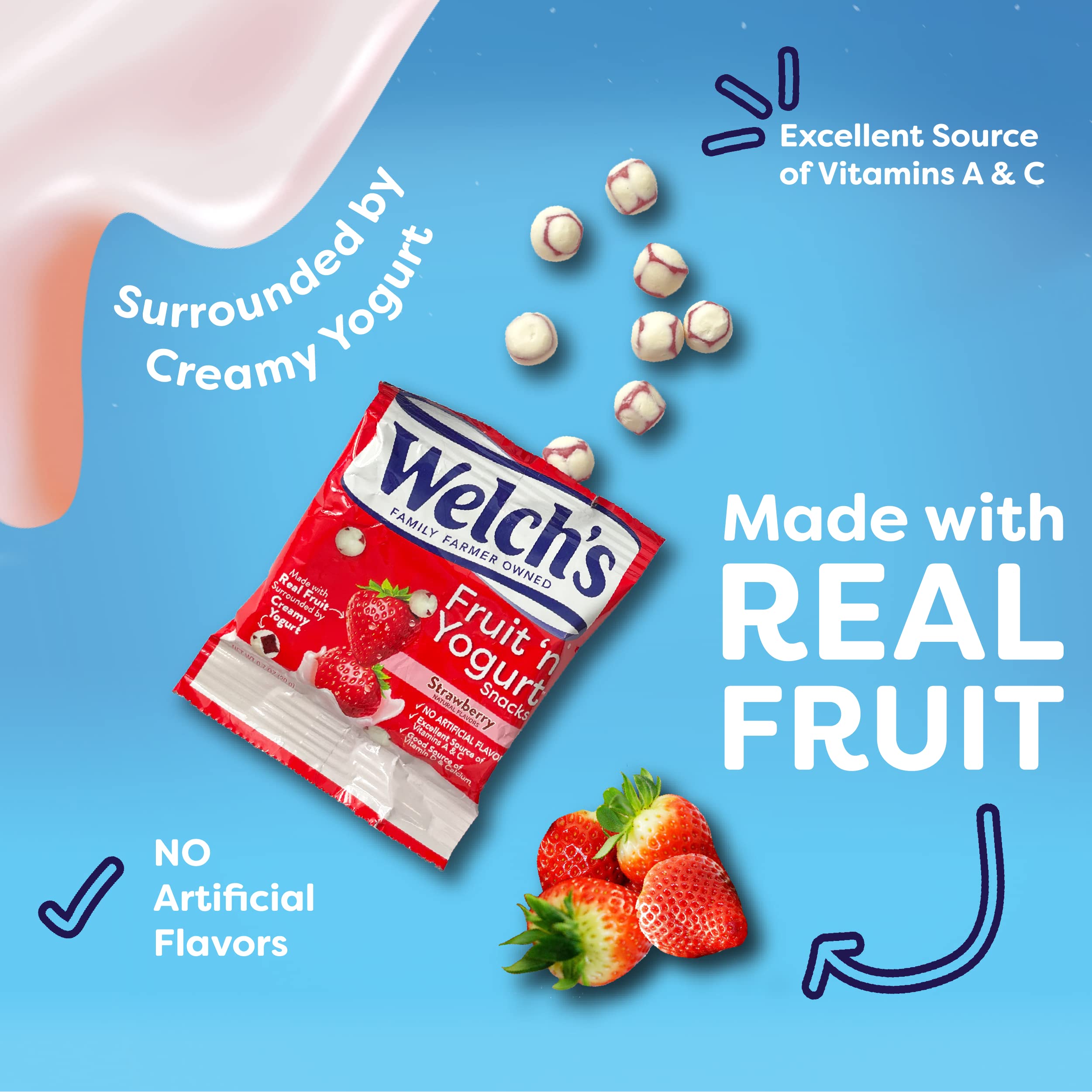 Welch's snack pouch in hand showing 0.7 oz scale for portion control
