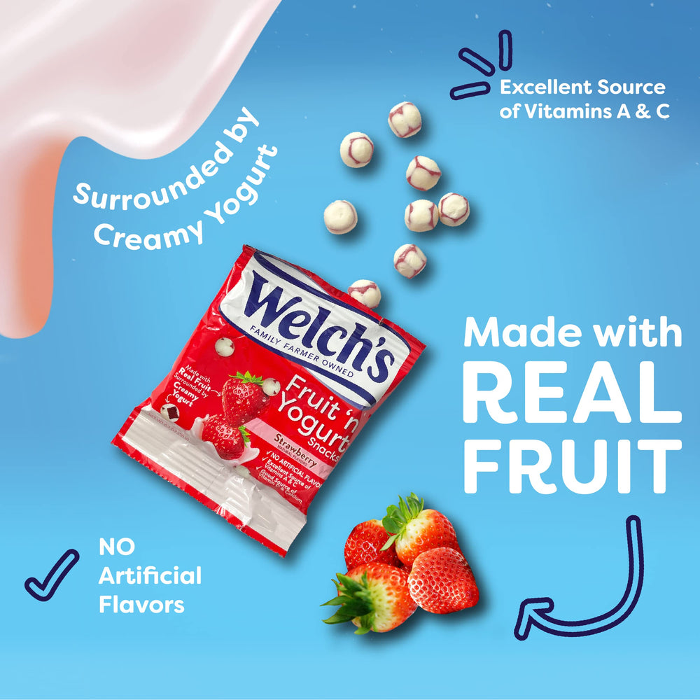 Welch's snack pouch in hand showing 0.7 oz scale for portion control