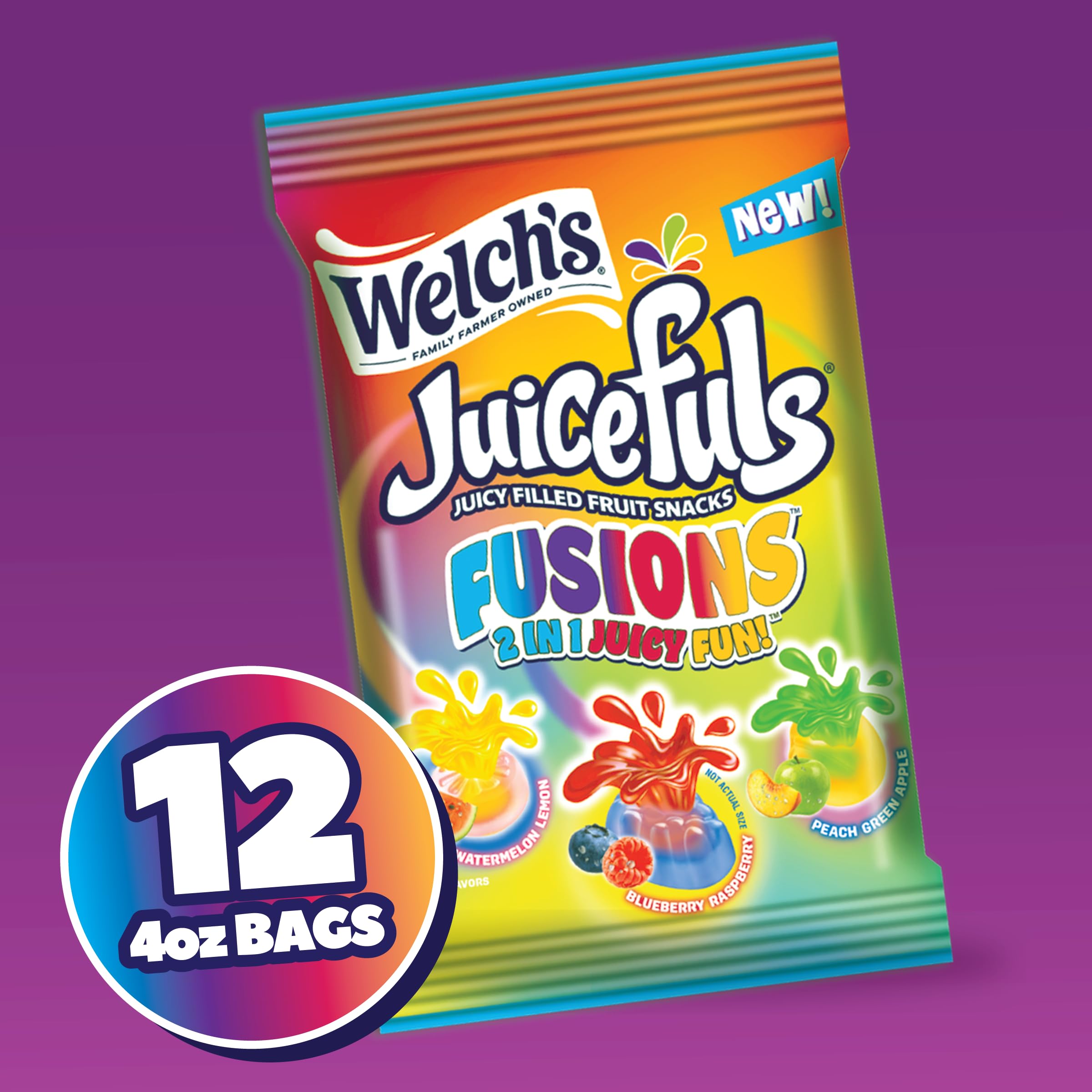 Welch's size comparison of a 4 oz pouch next to a hand to show portability