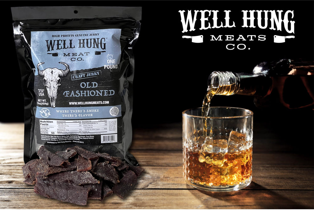 Well Hung open resealable bag showing jerky pieces and convenience for storage