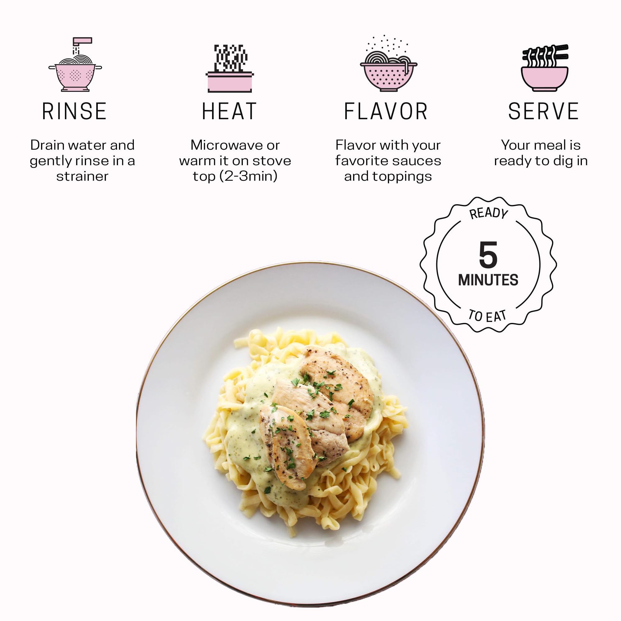 Well Lean open pouch drained fettuccine ready to serve for convenience