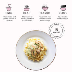 Well Lean open pouch drained fettuccine ready to serve for convenience