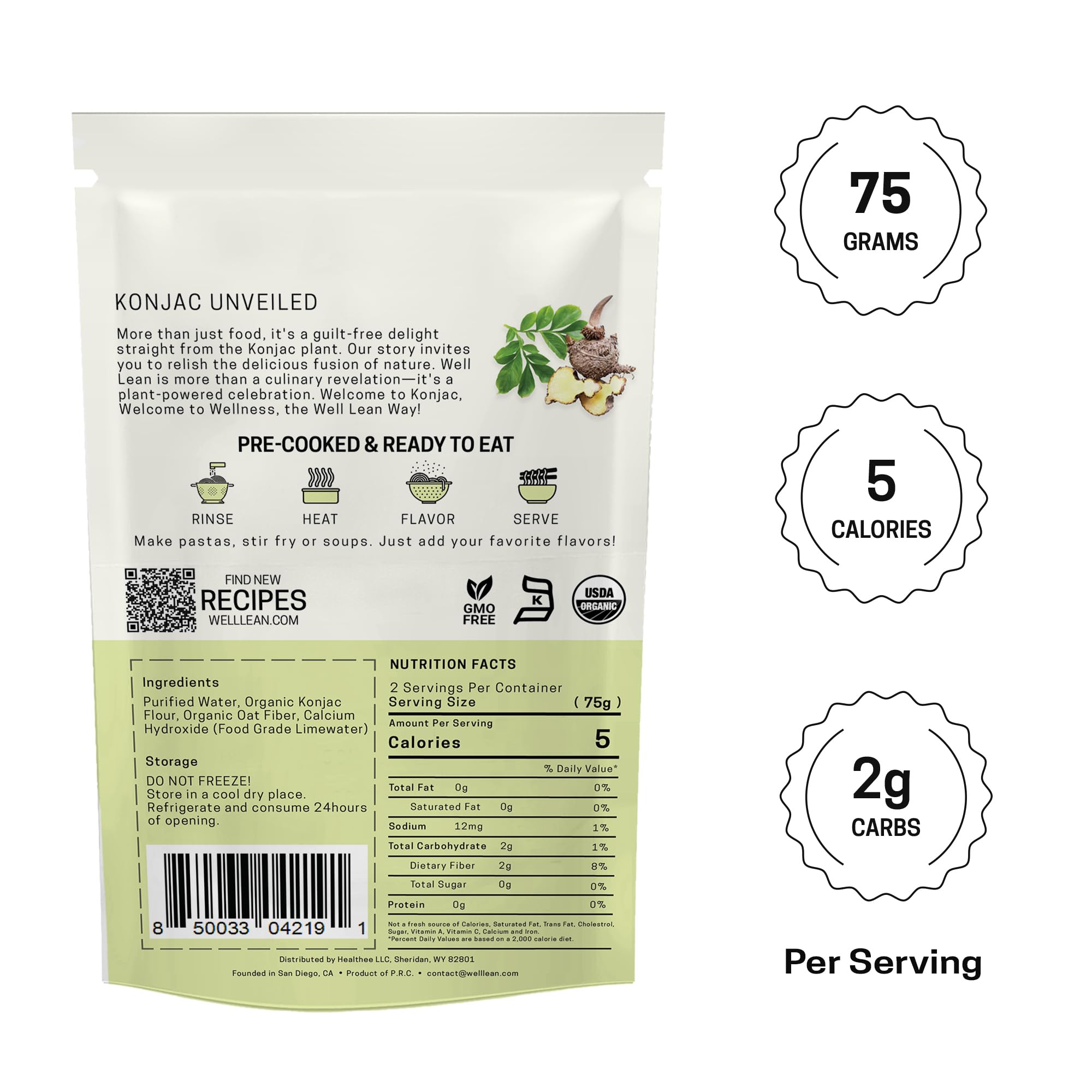Well Lean single serve pouch opened ready to rinse for quick meals