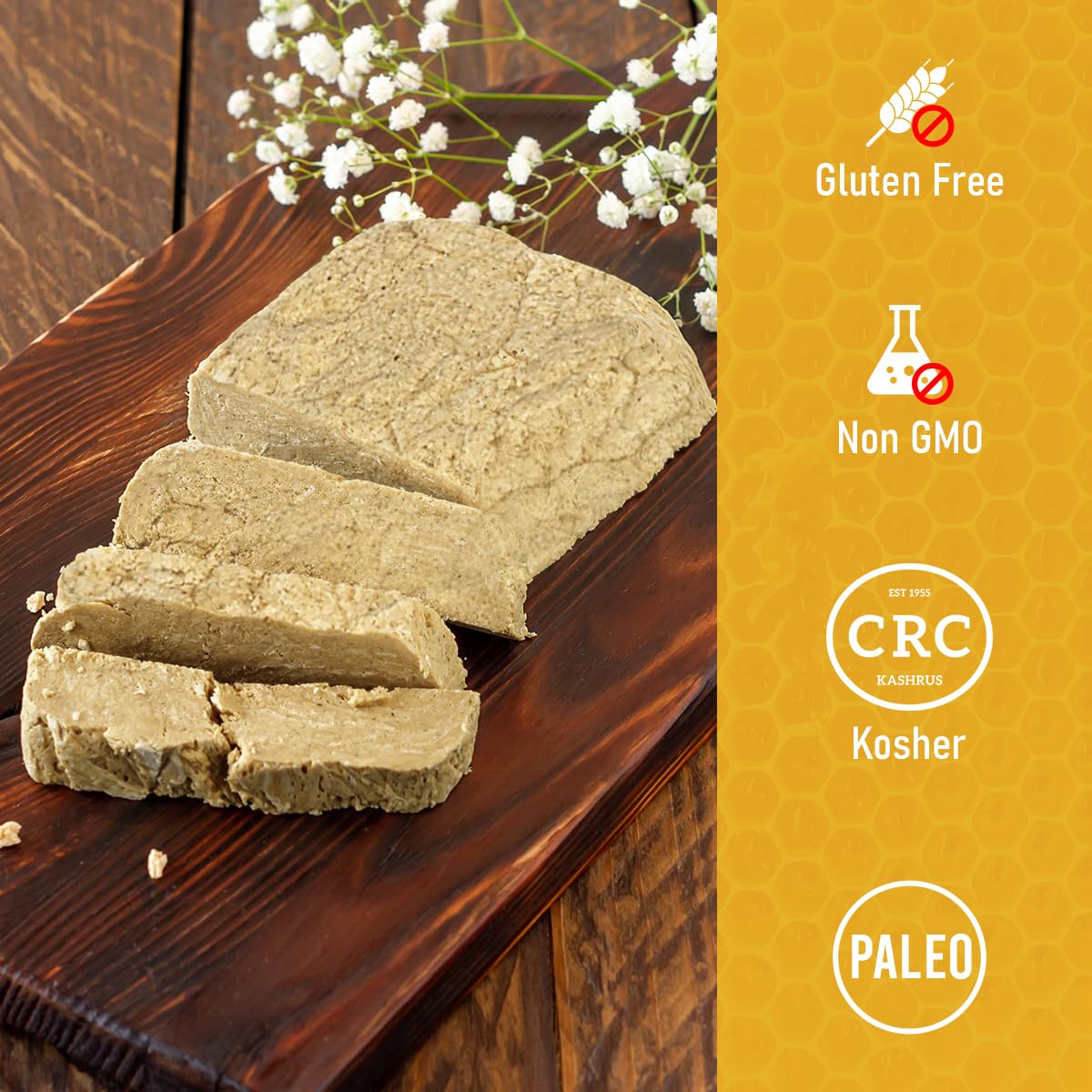 Wellbee's halva served with yogurt and honey, adds natural sweetness