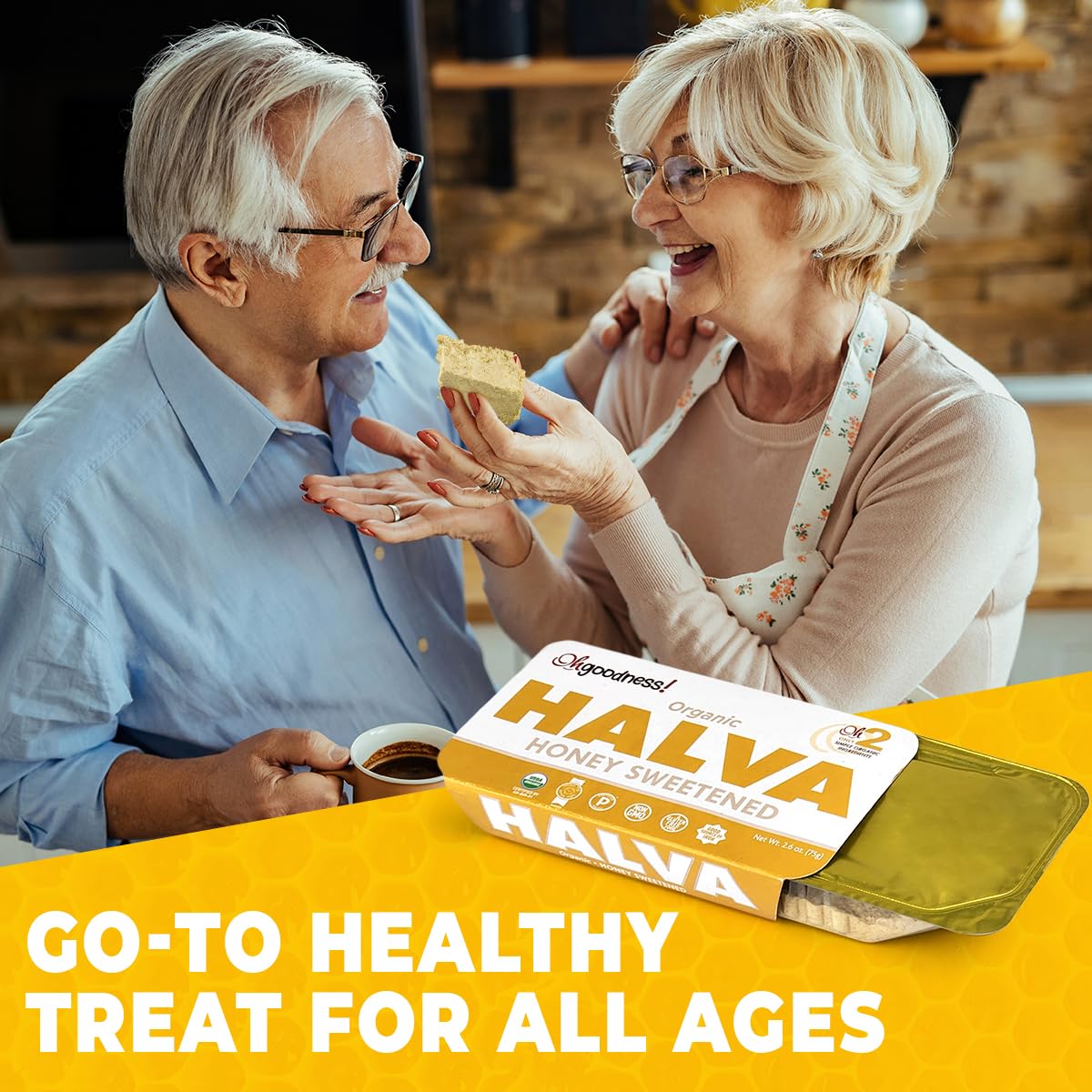Wellbee's halva size comparison in hand, demonstrates portable 75g portion