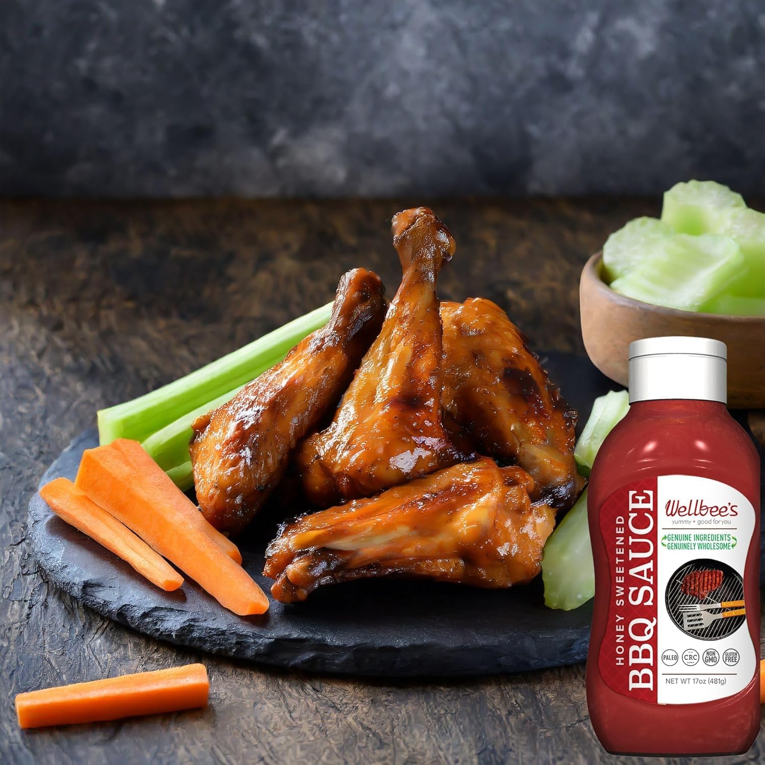 Wellbee's sauce spread with knife beside grilled vegetables showing versatility benefit multiuse