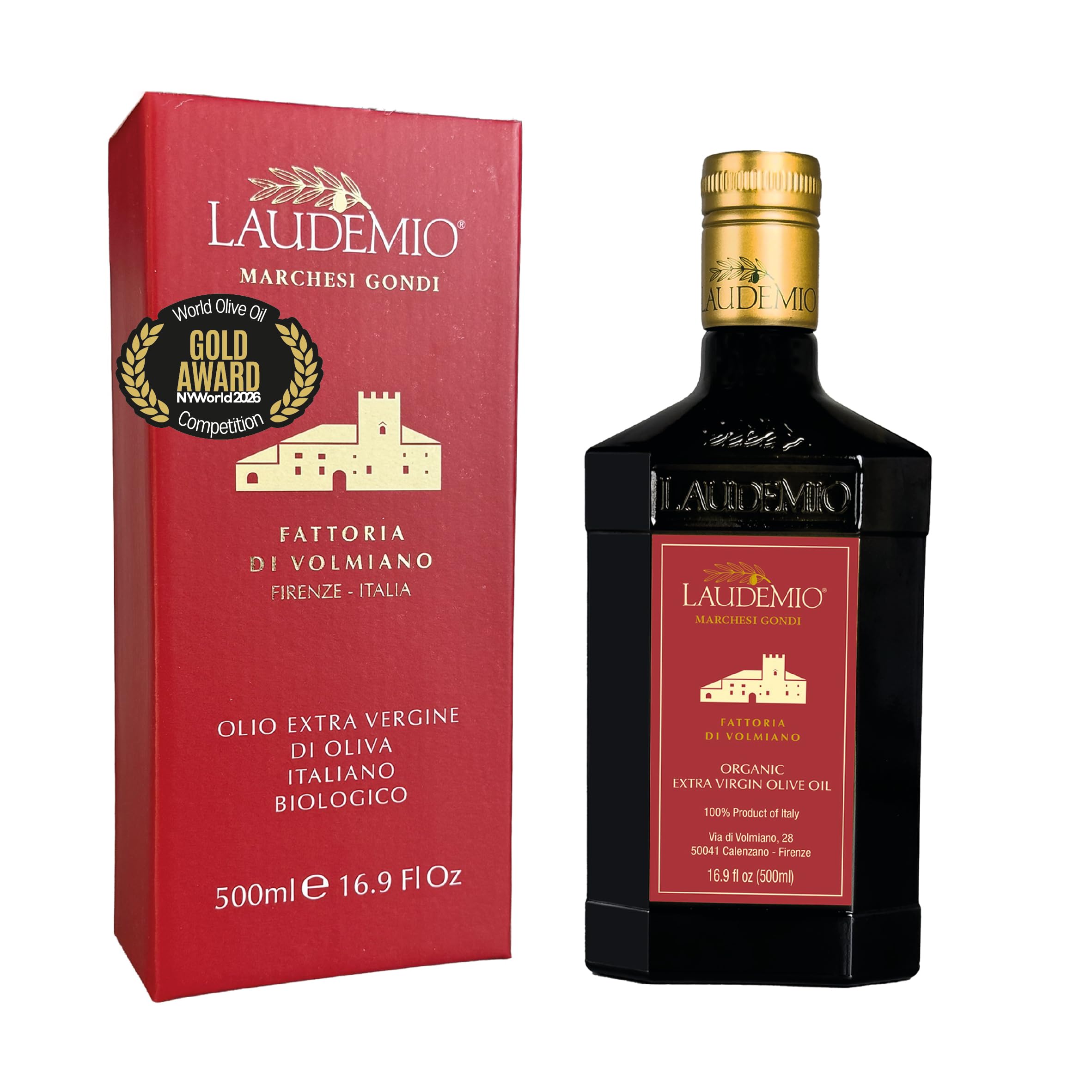 WellEatable Laudemio Volmiano front bottle showing premium packaging and award emblem for gifting