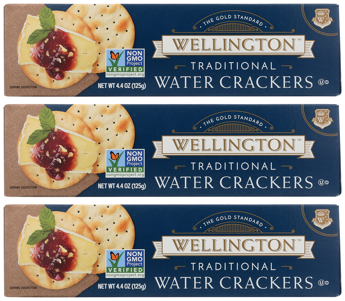 Wellington front packaging showing three 4.4-ounce boxes and convenience