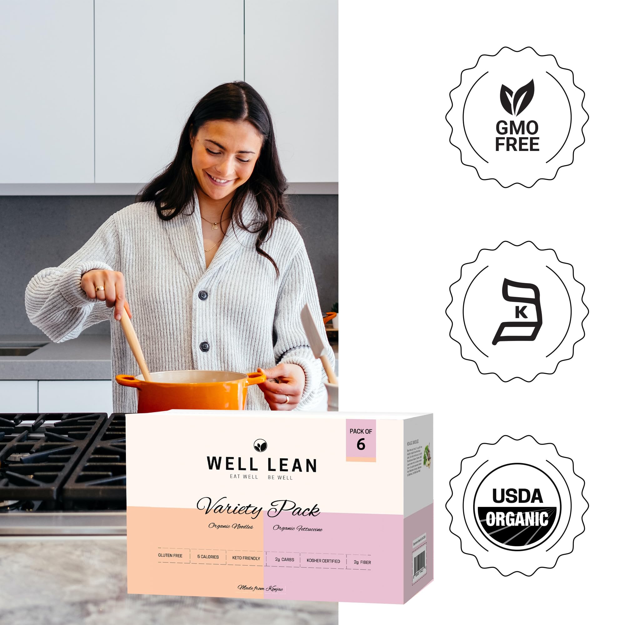 Well Lean variety pack stored in pantry for convenient meal prep