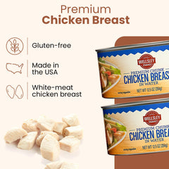 Wellsley Farms close-up of chunked chicken texture showing moist, ready-to-use protein