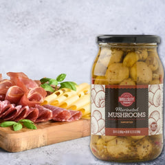 Wellsley Farms mushrooms plated on antipasto board offering elegant appetizer options