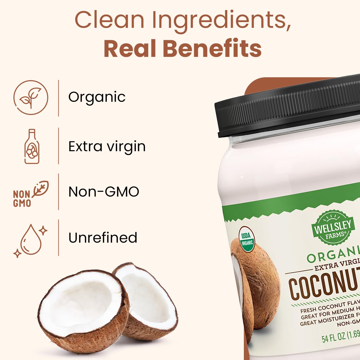 Wellsley Farms pouring melted coconut oil into bowl for cooking convenience