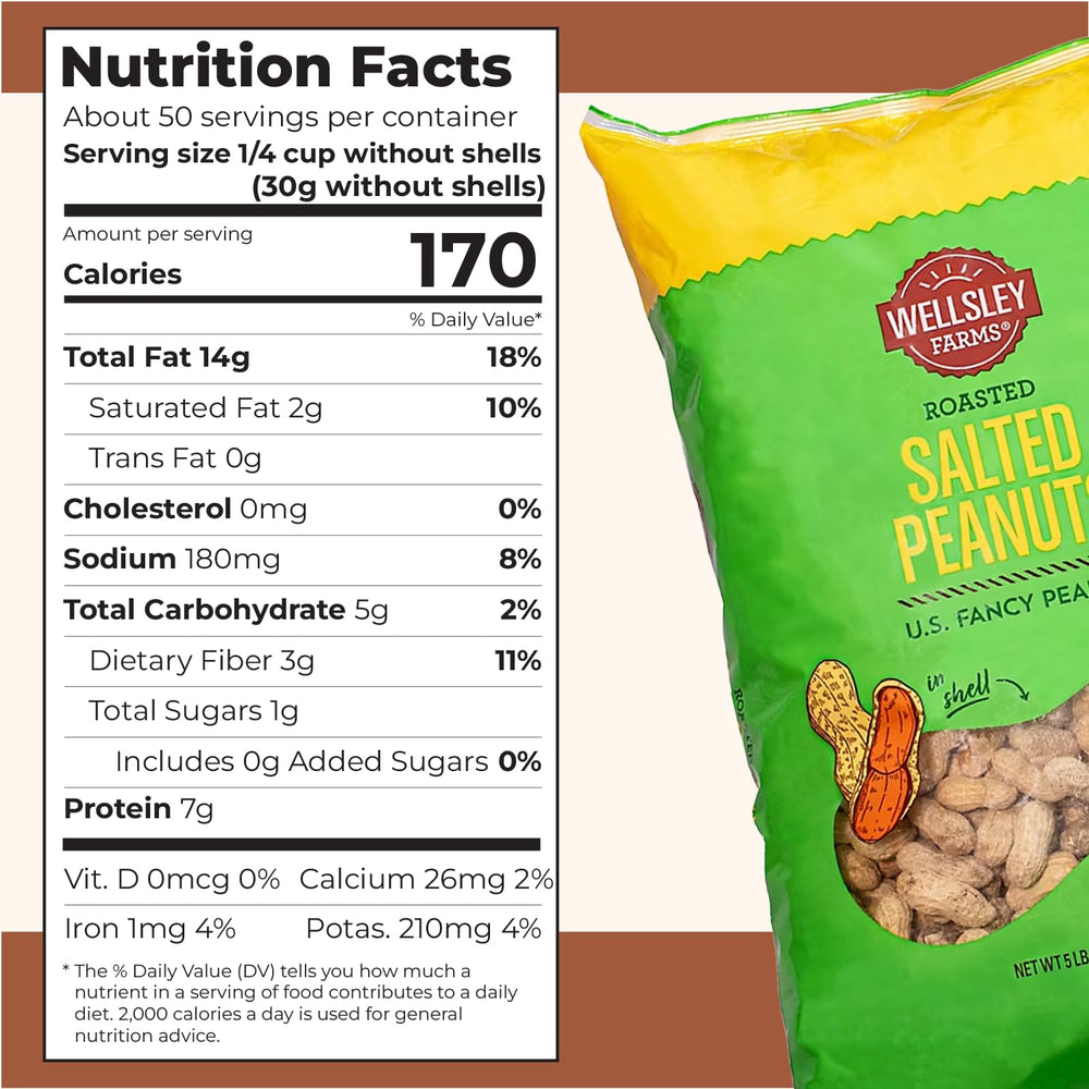 Wellsley Farms close-up of salted peanut shells highlighting crunchy texture