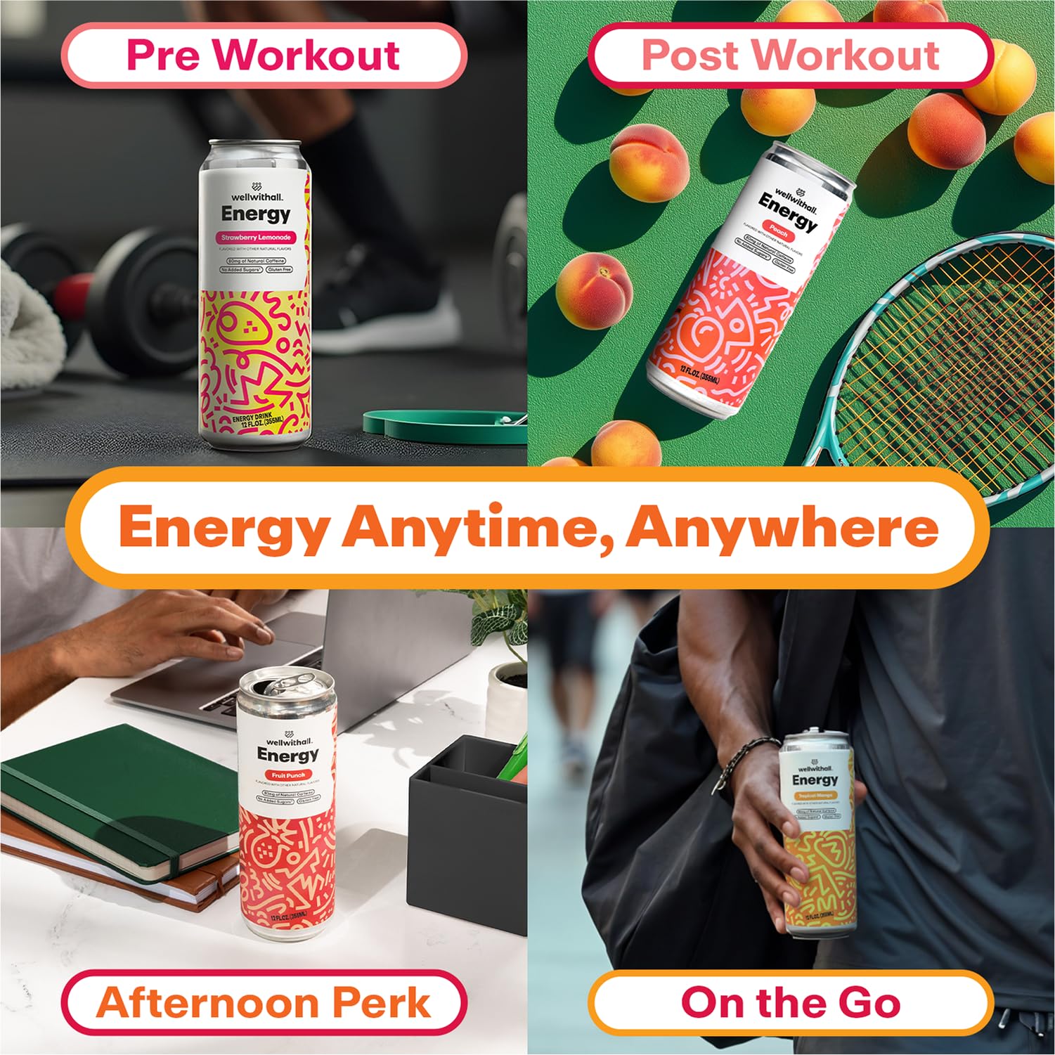 WellWithAll juice blend ingredients arranged to show natural fruit and vegetable content