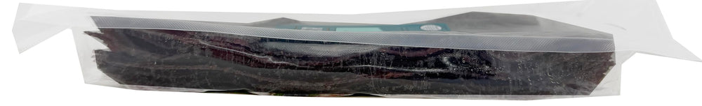 Werner close-up of jerky texture highlighting thin slices and tender chew