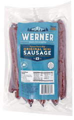 Werner front packaging showing 36 mini sausage sticks, convenient portable snack