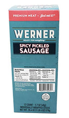 Werner spicy pickled sausage close-up of smoked texture highlighting savory quality