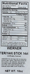 Werner teriyaki stick in hand showing 9-inch scale and easy grab-and-go convenience