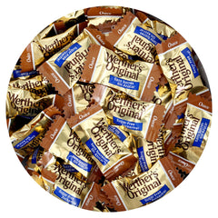 THE HAMPTON CANDY COMPANY Werther's front packaging shows 1 lb bag and bulk benefit