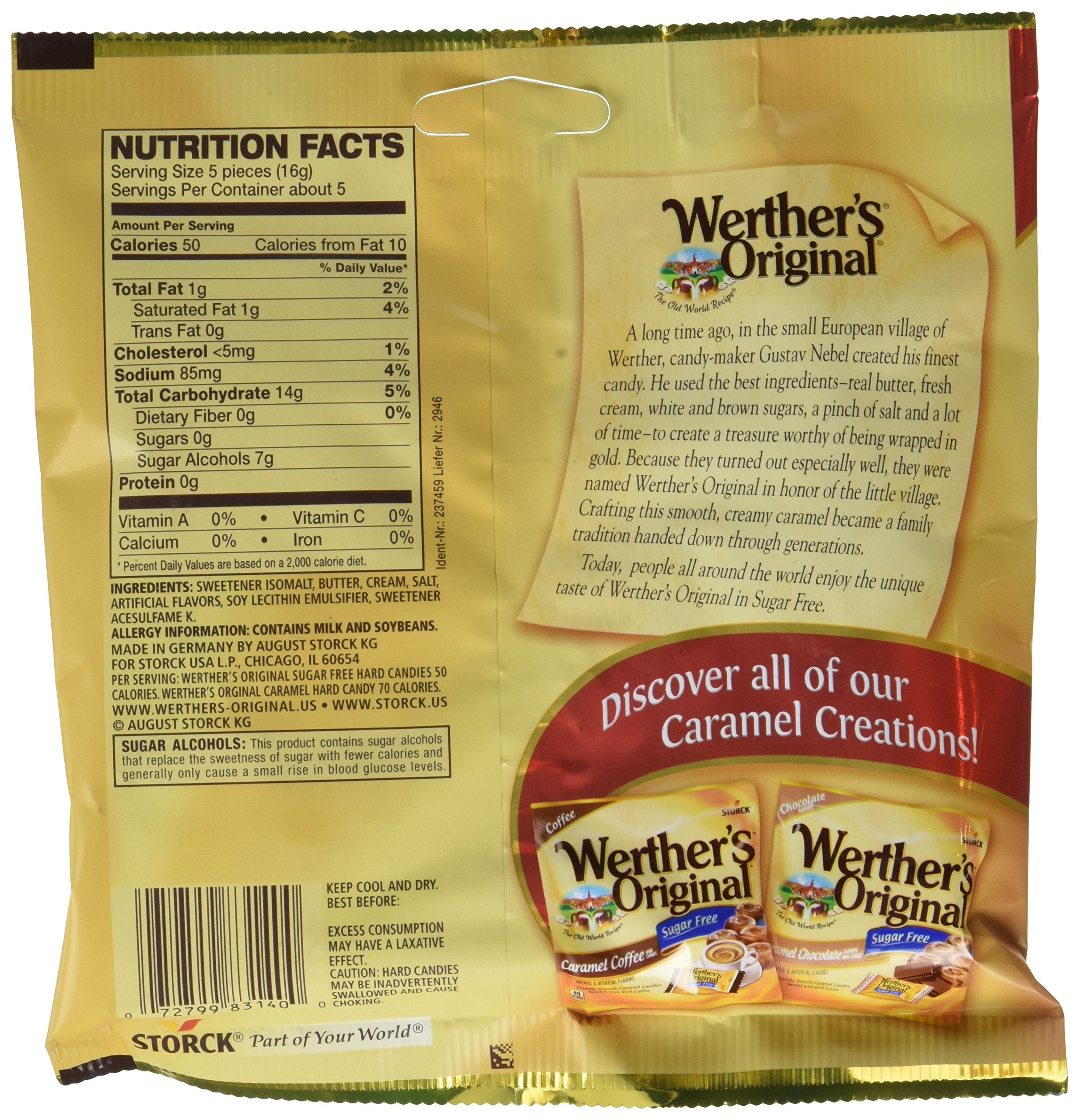Werther's Original close-up of unwrapped candy highlighting creamy texture and buttery flavor