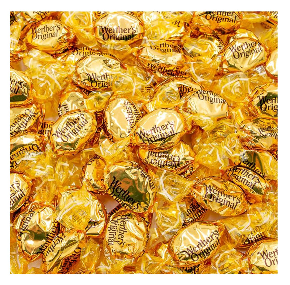 Werther's Original front-of-package showing 2 lb bag and branding benefit portioning