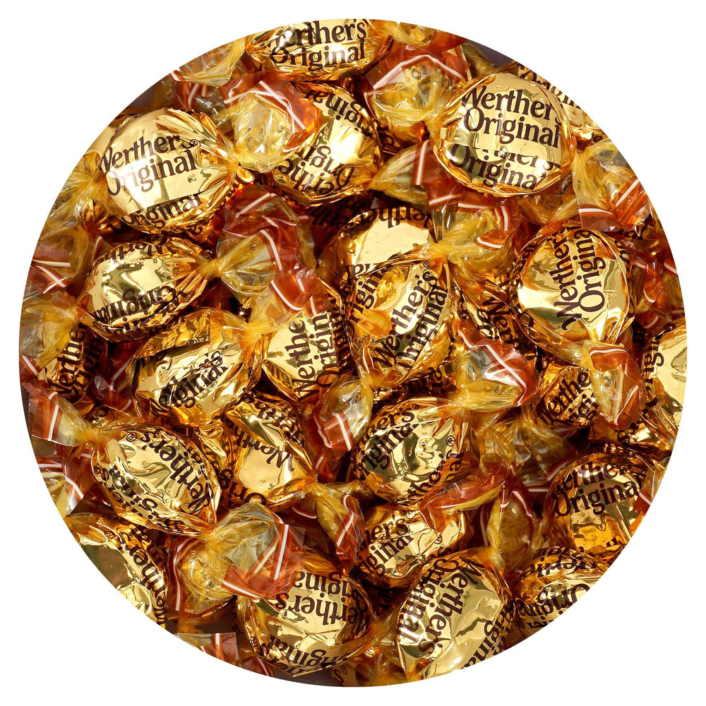 THE HAMPTON CANDY COMPANY Werther's Original front packaging showing bag and branding, clear shelf impact