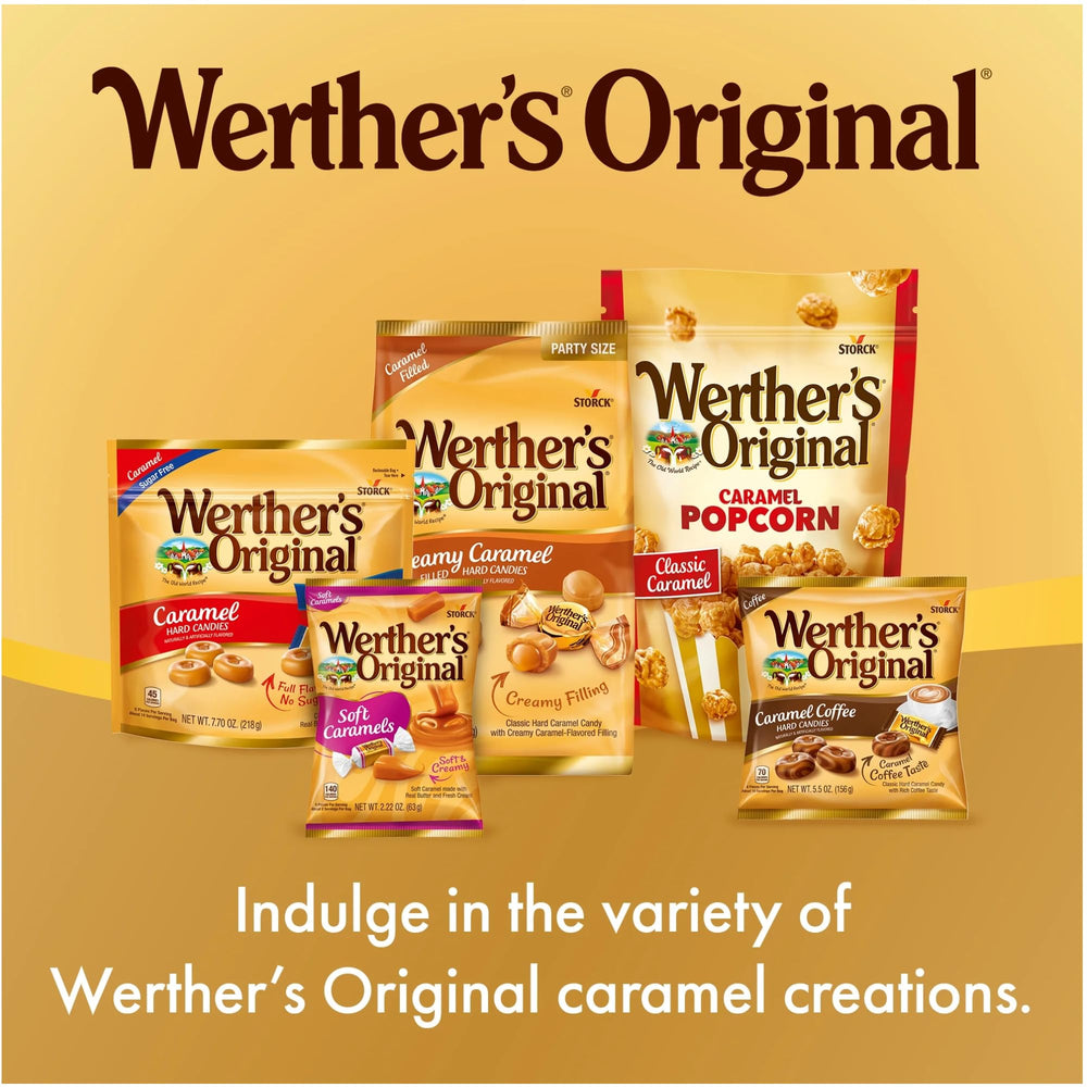 Werther's Original label and ingredients close-up showing quality butter-based recipe