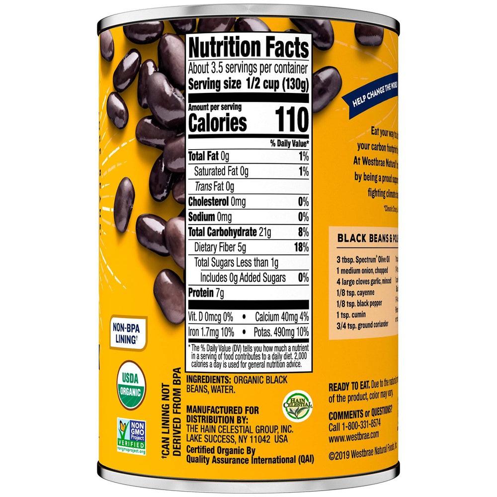 Westbrae Natural black beans tossed in salad showing ready-to-eat use