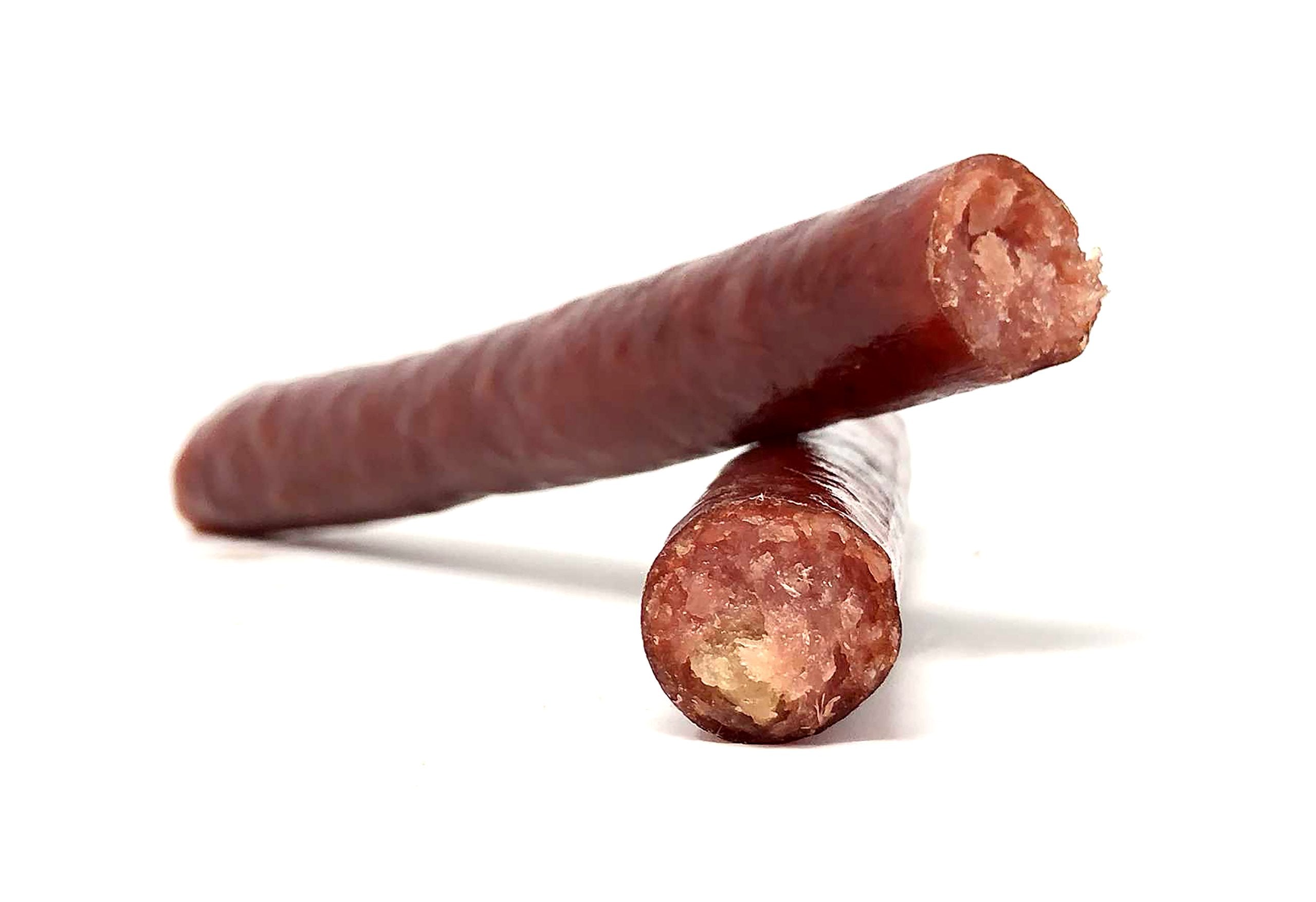 Western's Smokehouse one-ounce stick next to a ruler showing compact snack size