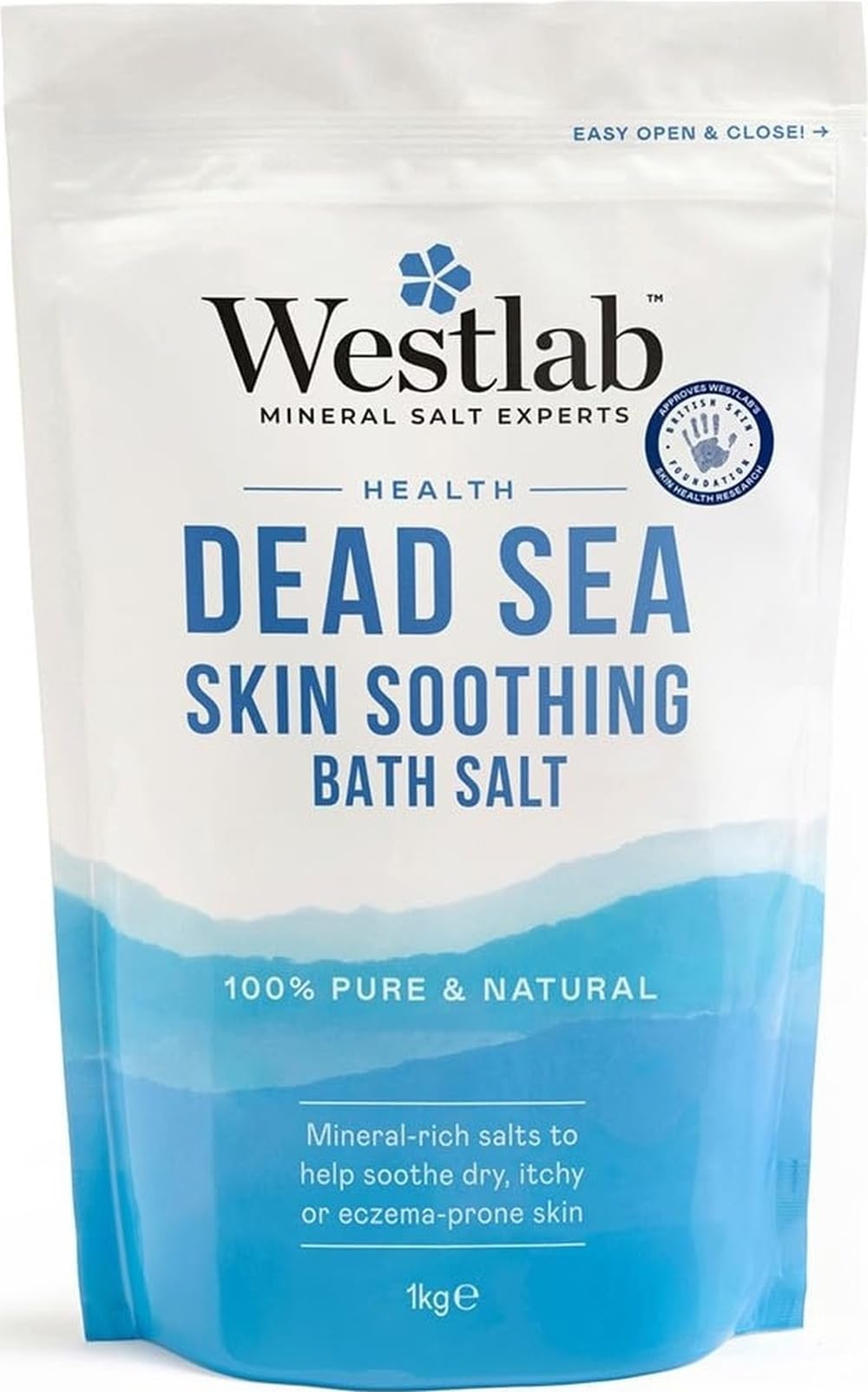 Westlab front pouch showing resealable 1kg packaging and storage benefit