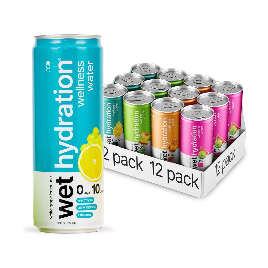 WET HYDRATION variety pack front view showing all four flavors and cans for quick selection