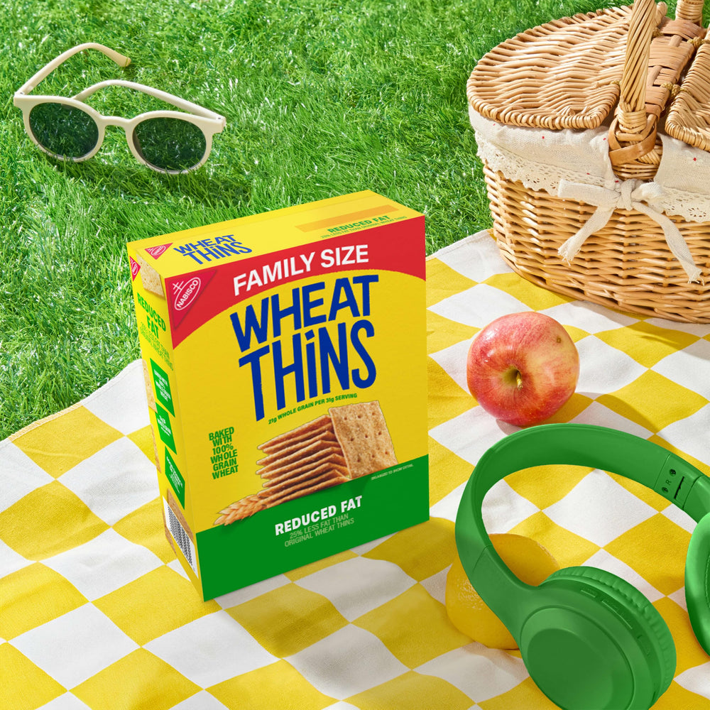 Wheat Thins six family boxes stacked to show bulk pantry supply