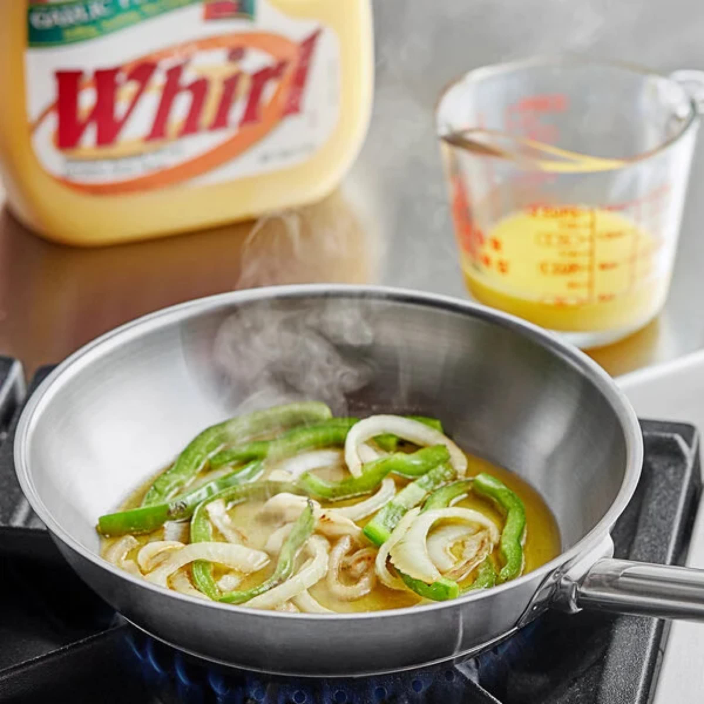 Whirl garlic butter-flavored oil brushed on bread for golden garlic flavor