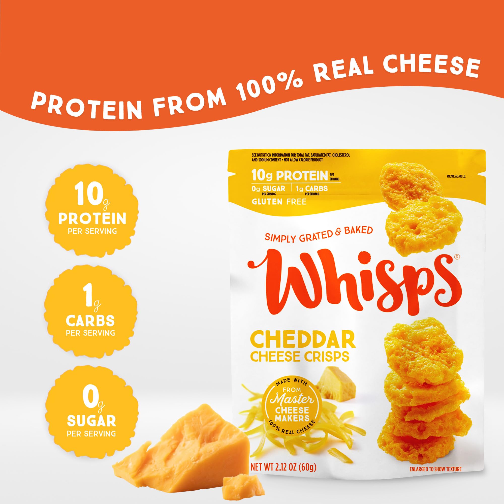 Whisps close-up of crisp texture highlighting crunchy baked cheese benefit